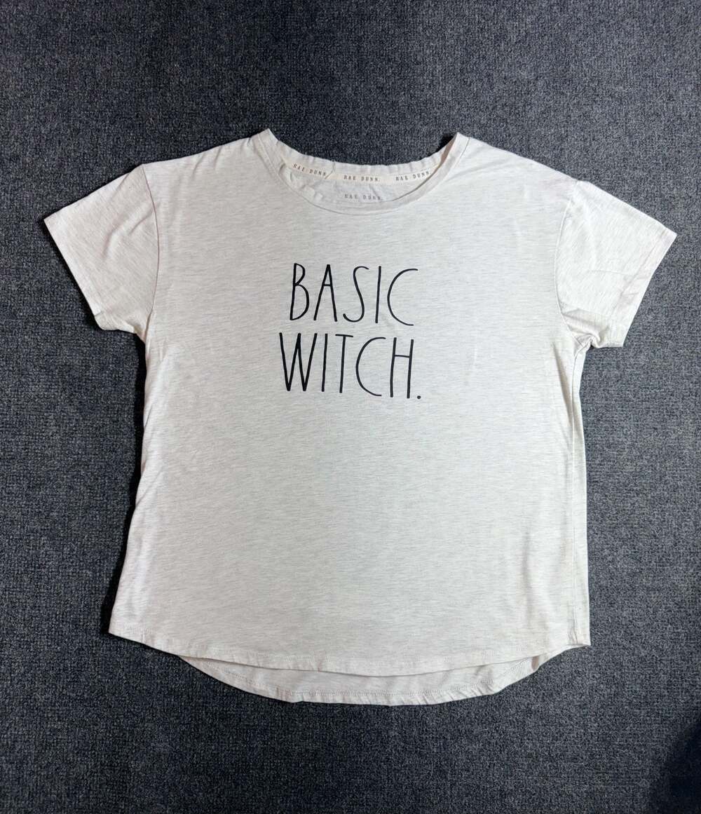 Rae Dunn Basic Witch Graphic T-Shirt Gray Size L